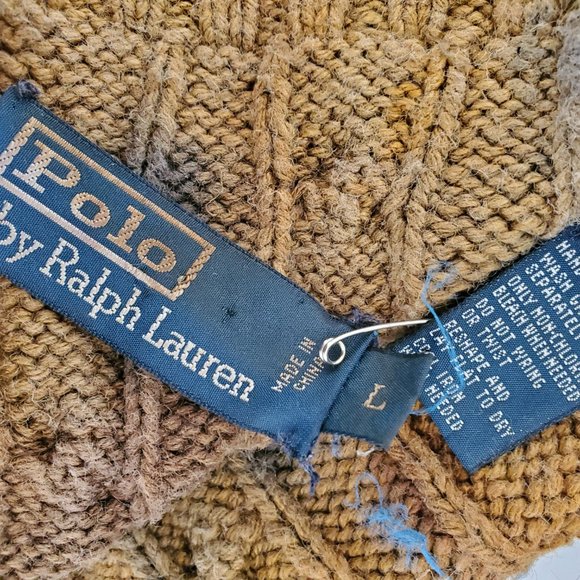 Ralph Lauren Silk Sweater camouflage safari cowboy camel tan brown black XL tall - Picture 5 of 5